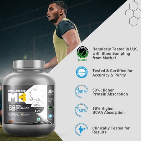 Muscleblaze Biozyme Performance Whey Protein (Rich Chocolate | 1.75 Kg / 3.85 Lb)