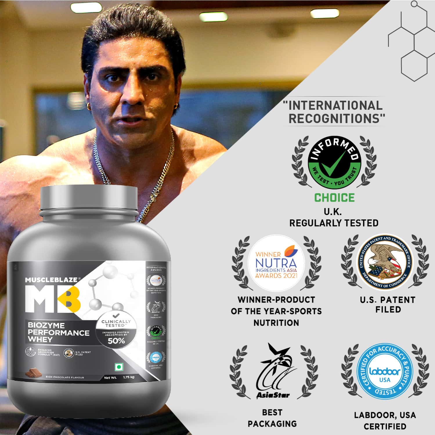 Buy MUSCLEBLAZE BIOZYME PERFORMANCE WHEY PROTEIN, LABDOOR USA CERTIFIED