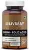 Liveasy Wellness Iron+Folic Acid With Zinc Vitamin C&B12 - Maintains Overall Health - Bottle Of 60