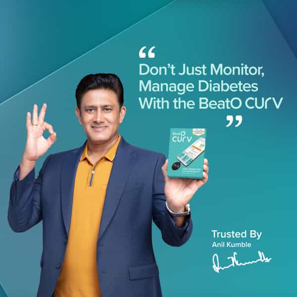 Beato Curv Smartphone Connected Glucometer | Sugar Testing Machine | Free 100 Strips & 100 Lancets