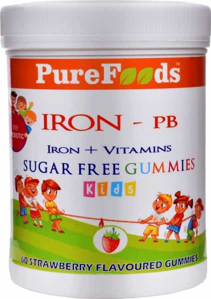 Purefoods Iron - Pb Iron + Vitamins Gummies For Kids - (60 Strawberry Flavoured Gummies)