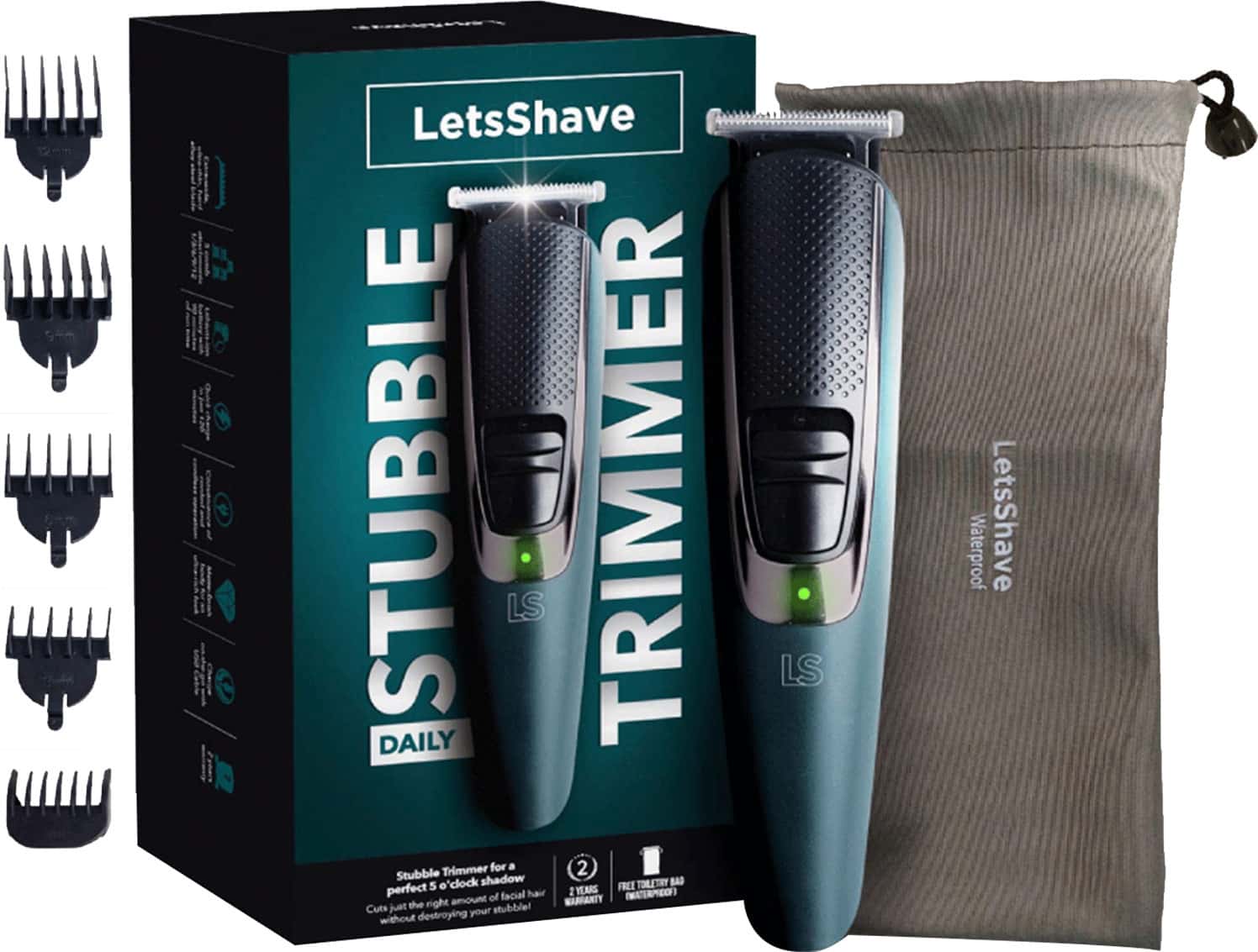 Letsshave Stubble Trimmer (Daily Beard T-Shaped Trimmer With 6 Guide Combs)