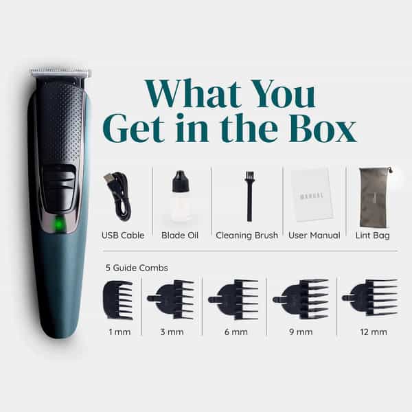 Letsshave Stubble Trimmer (Daily Beard T-Shaped Trimmer With 6 Guide Combs)