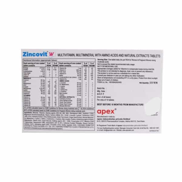 Zincovit W Strip Of 10 Tablets