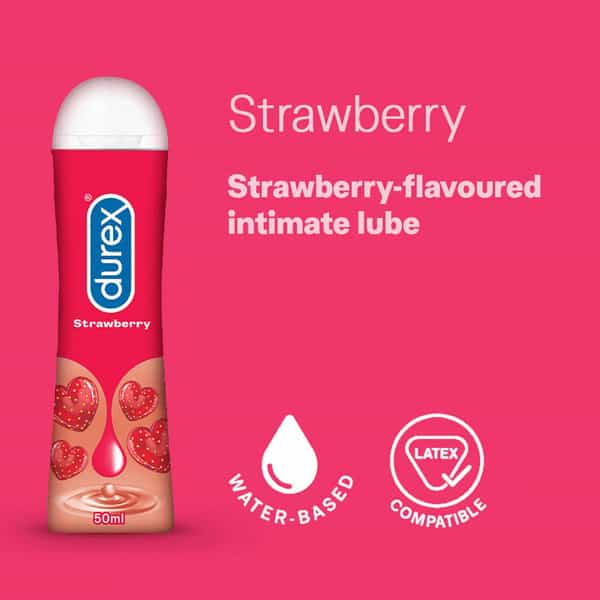 Durex Extra Ribbed Condoms Men-10Count With Durex Strawberry Flavoured Lube Gel For Men & Women-50Ml