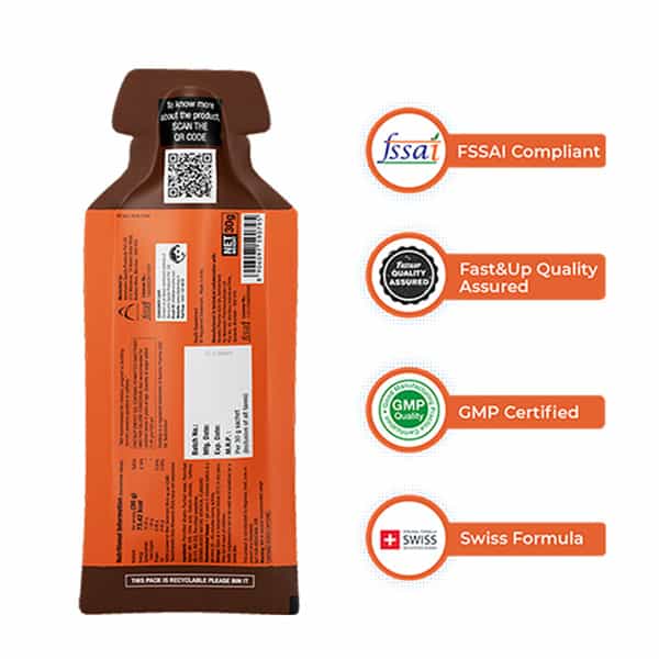 Fast&Up Energy Gel- Instant Energy Booster Chocolate Bourbon Flavor (5 Sachets)