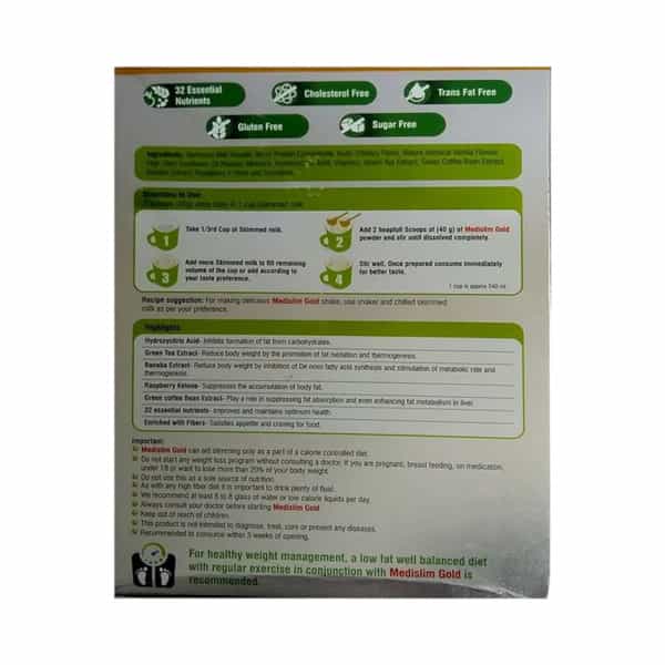 Medislim Gold Vanilla Flavour Sugar Free Box Of 500Gm Powder