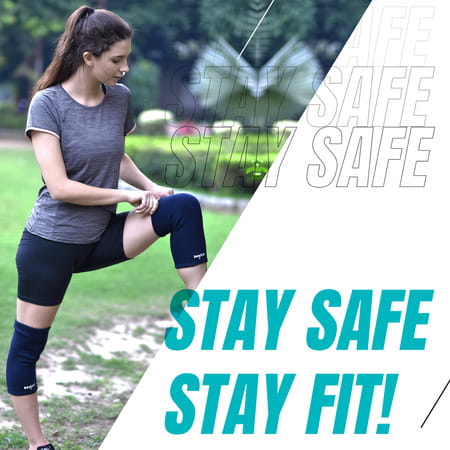 Beatxp Blue Color 4 Way Knee Support For Men & Women (Pack Of 2 ) (Xl)