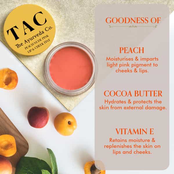 Tac - The Ayurveda Co.lip & Cheek Tint Blush With Peach Cocoa & Coconut Oil - 10 Gm