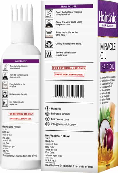 Haironic Hair Science Miracle Hair Oil With Organic Onion And Sesame Seeds Oil -100Ml