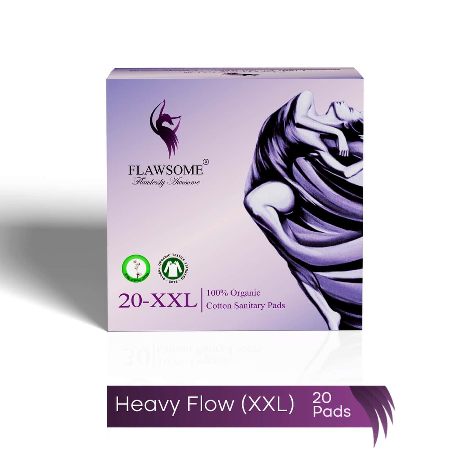 Flawsome 100% Organic Sanitary Pads | High Absorption | Size Xxl | With Paper Disposal Pouches - 20n