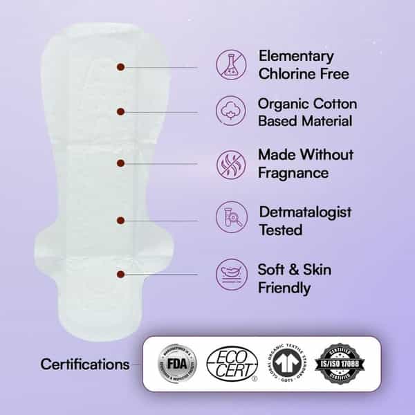 Flawsome 100% Organic Sanitary Pads | High Absorption | Size Xxl | With Paper Disposal Pouches - 20N