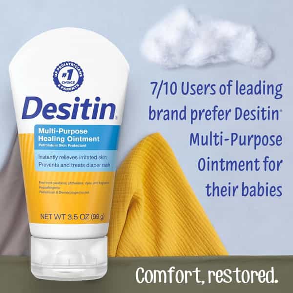 Desitin Skin Protectant & Diaper Rash Ointment | Vitamins A & D | Travel Size | 3.5 Oz Tube