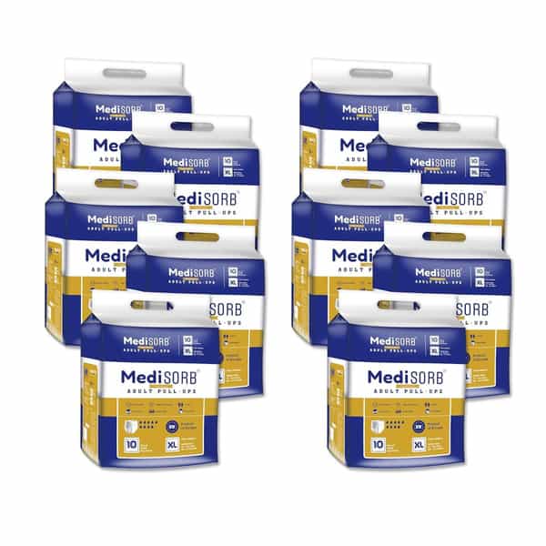 Medisorb Adult Diaper Pants Xl | Pull-Ups | Elastic Waist Size 147-172 Cm 10 Piece | Pack Of 10