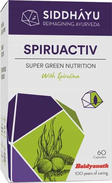 Siddhayu Spiruactiv Capsules-Vmultivitamin Immunity Booster Natural Spirulina - 60 Caps