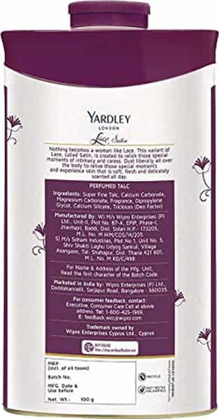 Yardley London Lace Satin Talc - 100 Gm