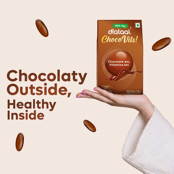 Diataal Chocovits Veg Multivitamin With B-Complex For Energy & Immunity Health 30 Chewable Tablets