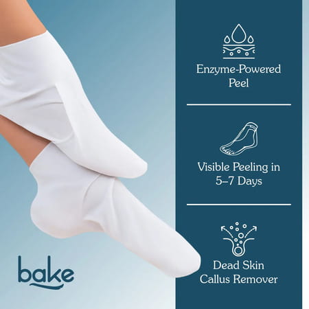 Bake Aha + Bha Foot Peeling Mask For Dry Skin | Calluses & Dead Skin Removal - Sock Type Foot Mask