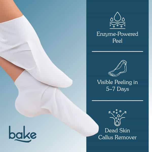 Bake Aha + Bha Foot Peeling Mask For Dry Skin | Calluses & Dead Skin Removal - Sock Type Foot Mask