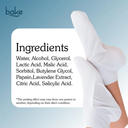 Bake Aha + Bha Foot Peeling Mask For Dry Skin | Calluses & Dead Skin Removal - Sock Type Foot Mask