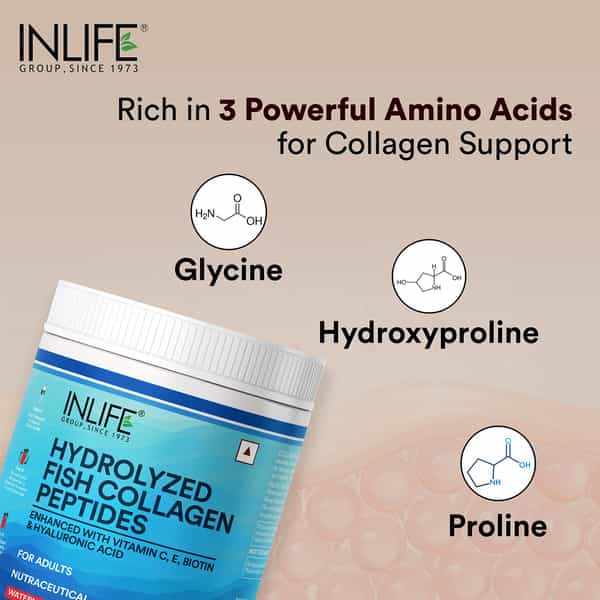 Inlife Marine Collagen Powder | Fish Collagen Peptides Supplements - Unisex (Watermelon | 200G)