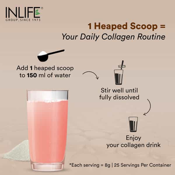 Inlife Marine Collagen Powder | Fish Collagen Peptides Supplements - Unisex (Watermelon | 200G)