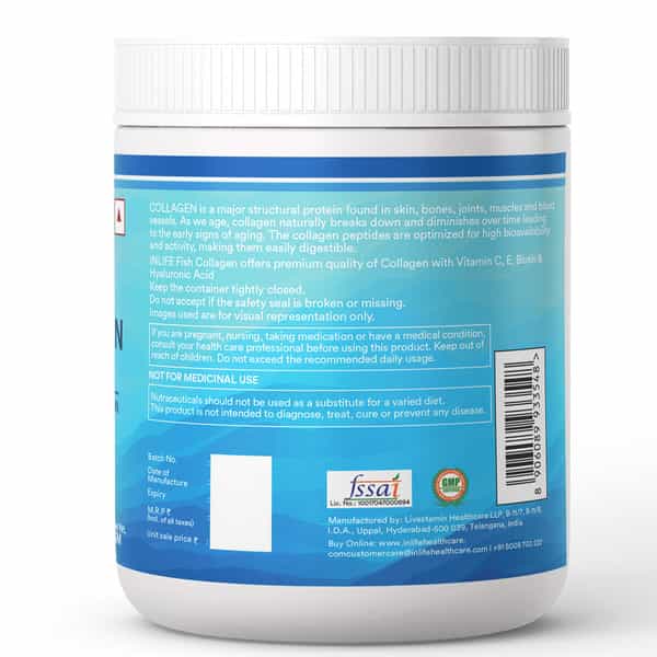 Inlife Marine Collagen Powder | Fish Collagen Peptides Supplements - Unisex (Watermelon | 200G)