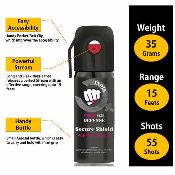 Secure Shield Self Defense Pepper Spray For Women Safety/Protection Pack Of 10