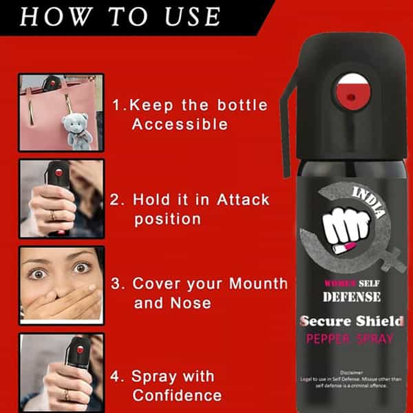 Secure Shield Self Defense Pepper Spray For Women Safety/Protection Pack Of 10