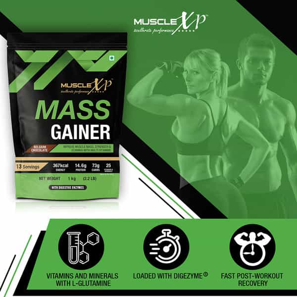 Musclexp Mass Gainer Belgium Chocolate 1Kg Pouch (2.2 Lb)