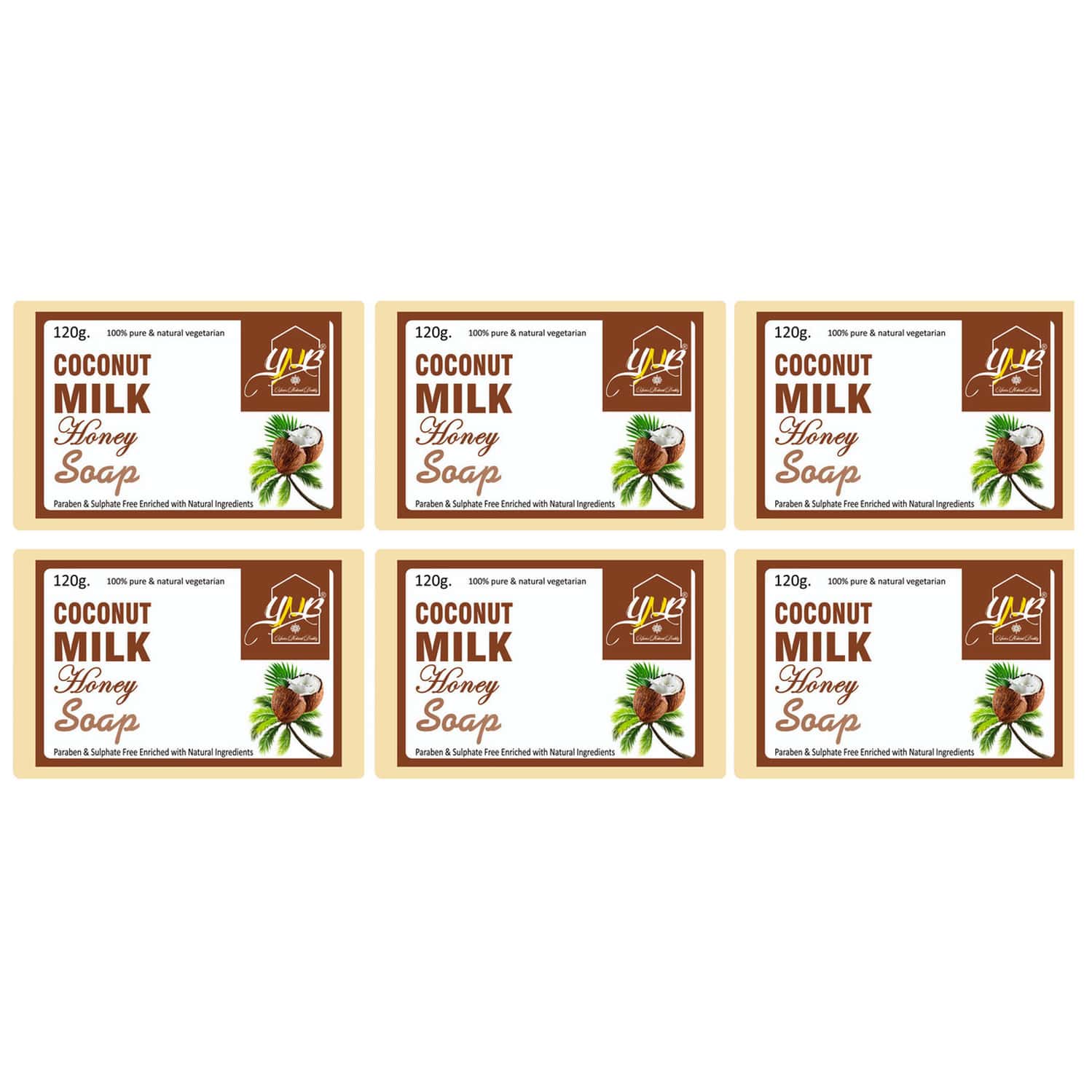 Ynb Yours Natural Buddy Organic Coconut Milk & Honey Handmade Soap 120g (pack Of 6)