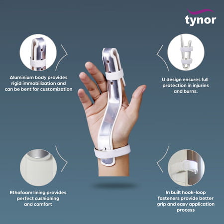 Tynor Finger Extension Splint Silver Medium 1 Unit