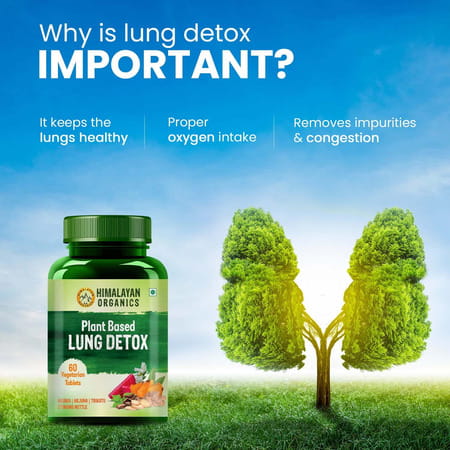 Himalayan Organics Plant Based Lung Detox | Vasaka - Arjuna & Trikatu | Bottle | 60 Veg Tablets