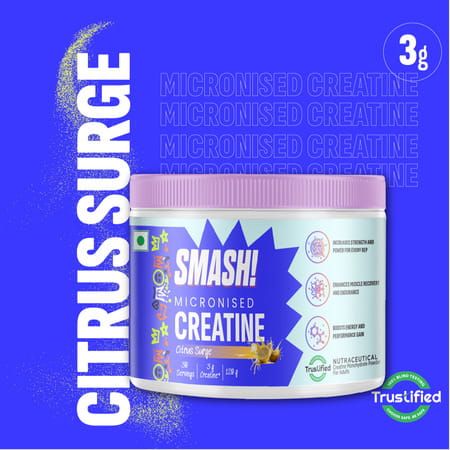Smash Micronised Creatine Monohydrate Powder | Citrus Surge (30 Servings | 120g)