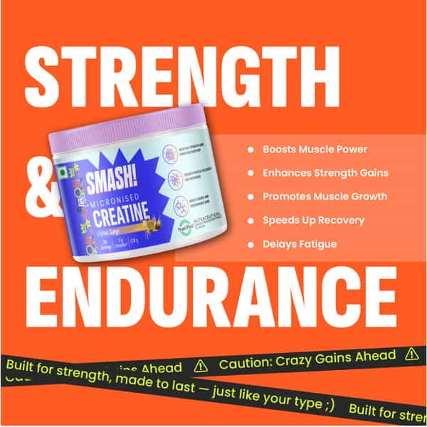 Smash Micronised Creatine Monohydrate Powder | Citrus Surge (30 Servings | 120G)