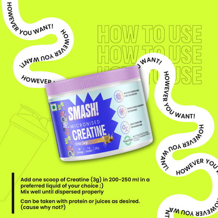 Smash Micronised Creatine Monohydrate Powder | Citrus Surge (30 Servings | 120g)