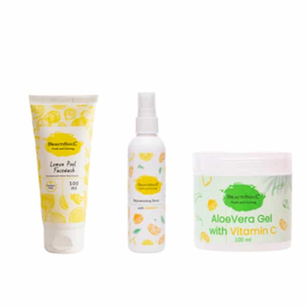 Beautisoul Vitamin C Kit | Lemon Peel Facewash + Rejuvenating Face Toner + Aloe Vera Gel | 3 X 100Ml