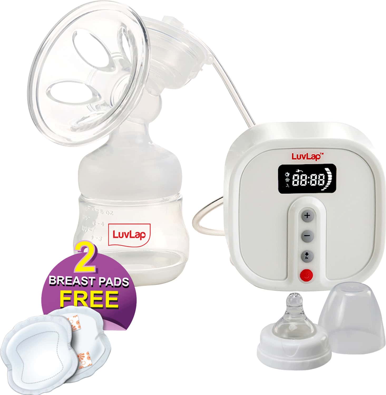 Luvlap Electric Breast Pump With 3 Phase Pumping 2pcs Breast Pads Free Soft & Gentle
