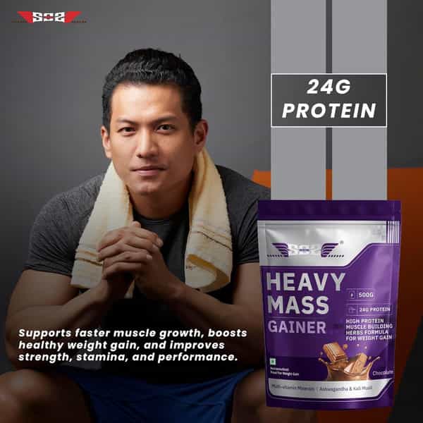 Sos Nutrition High Protein Mass Weight Gainer | 24G Protein & Multivitamins | Chocolate - 500G X 2