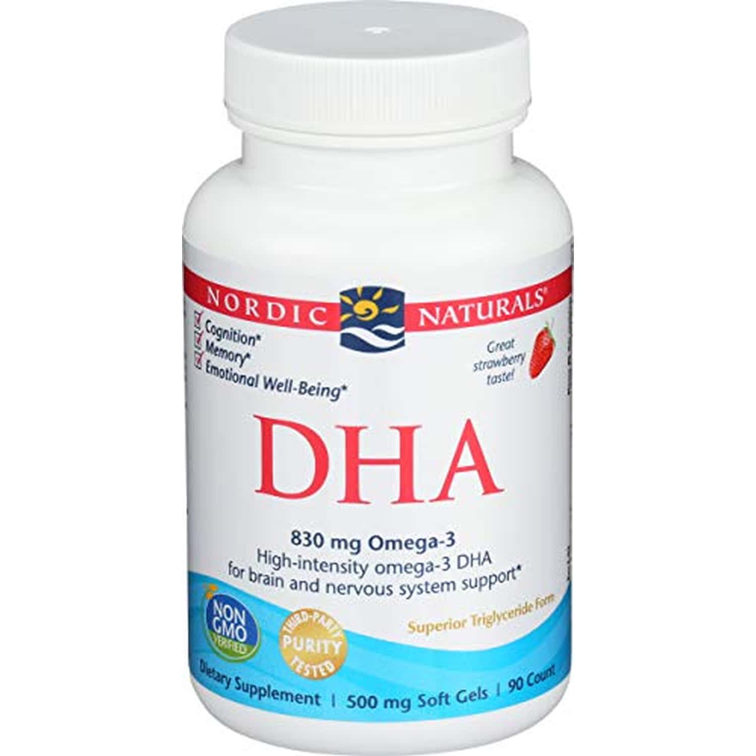 Nordic Naturals Dha 830 Mg Omega-3 Fish Oil For Men & Women Epa & Dha Strawberry Flavour 90 Softgels