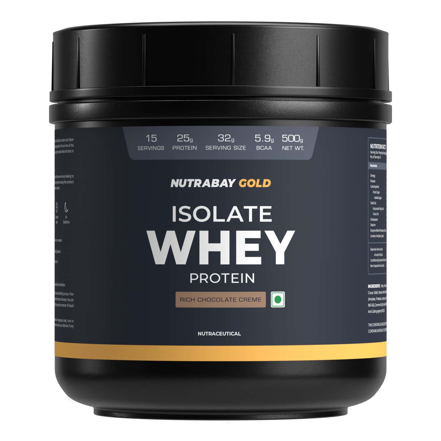 Nutrabay Gold 100% Whey Protein Isolate Rich Chocolate Creme - 500g