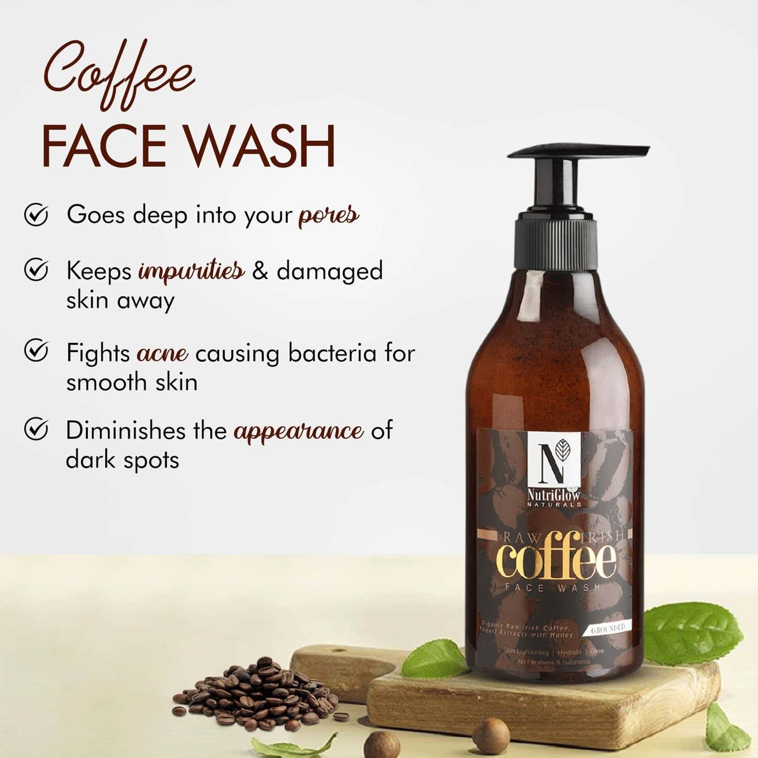 Buy NUTRIGLOW NATURAL'S RAW IRISH COFFEE FACE WASH FOR SKIN LIGHTENING