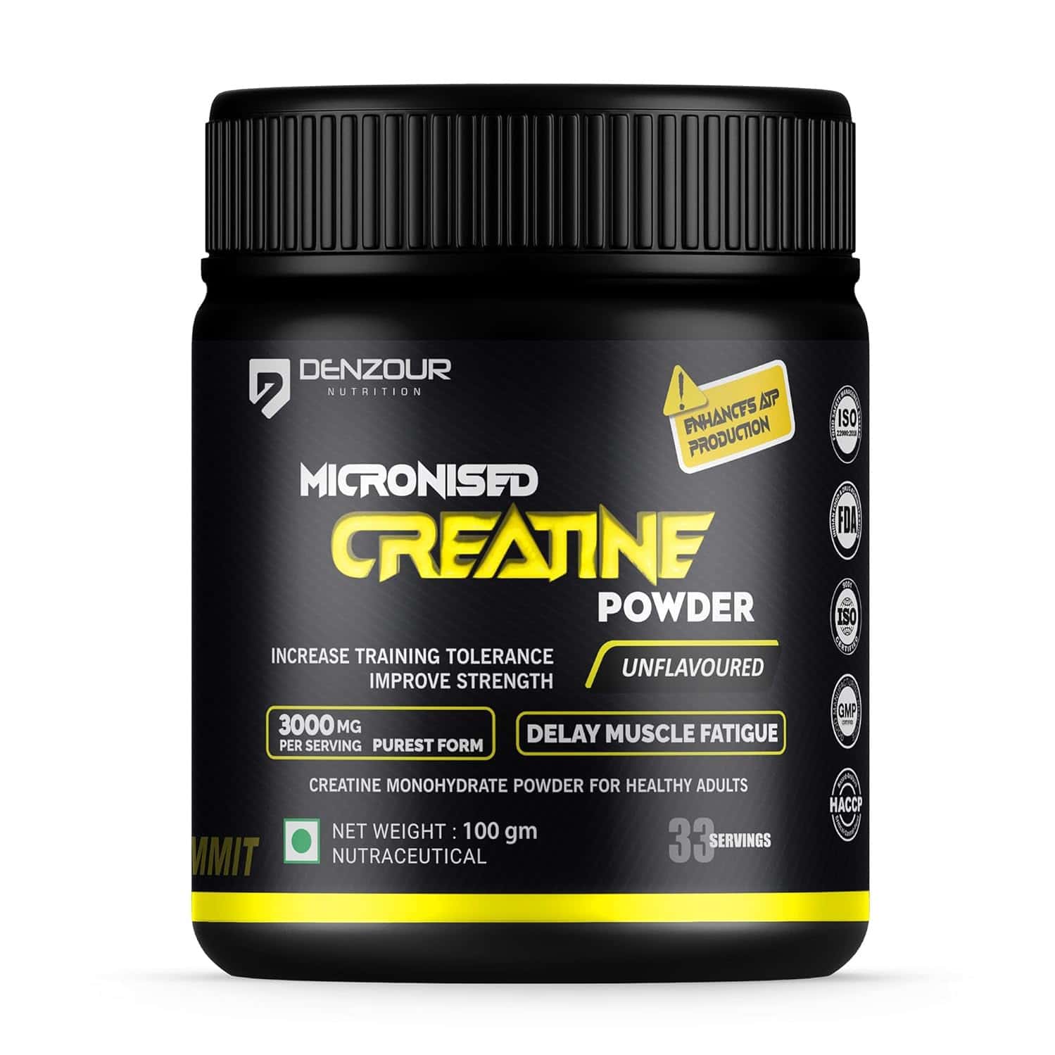 Denzour Nutrition Pure Micronised Creatine Monohydrate Powder - 100g | Unflavoured