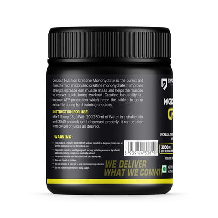 Denzour Nutrition Pure Micronised Creatine Monohydrate Powder - 100g | Unflavoured