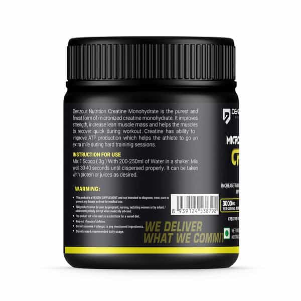 Denzour Nutrition Pure Micronised Creatine Monohydrate Powder - 100G | Unflavoured