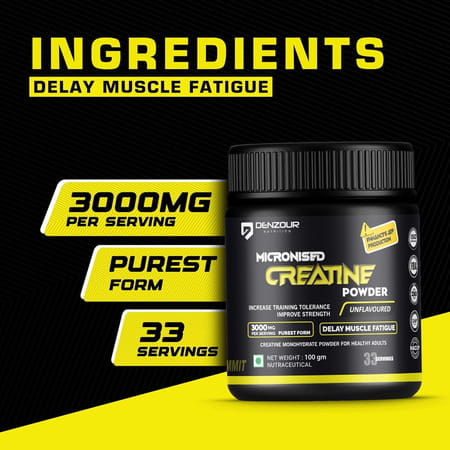 Denzour Nutrition Pure Micronised Creatine Monohydrate Powder - 100g | Unflavoured