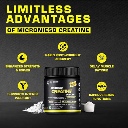 Denzour Nutrition Pure Micronised Creatine Monohydrate Powder - 100g | Unflavoured