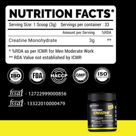 Denzour Nutrition Pure Micronised Creatine Monohydrate Powder - 100g | Unflavoured