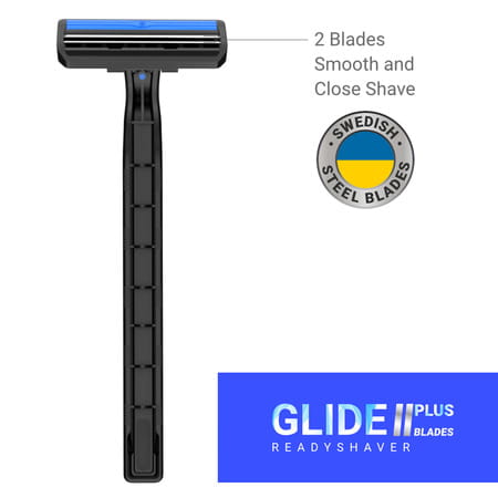 Zlade Glide Ii Plus Readyshaver Twin Blade Disposable Shaving Razor For Men - Pack Of 18