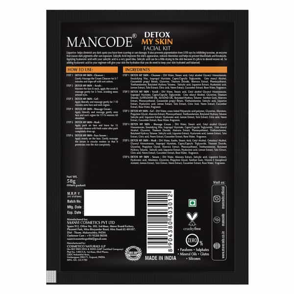 Mancode Detox My Skin Facial Kit For Men 58Gm